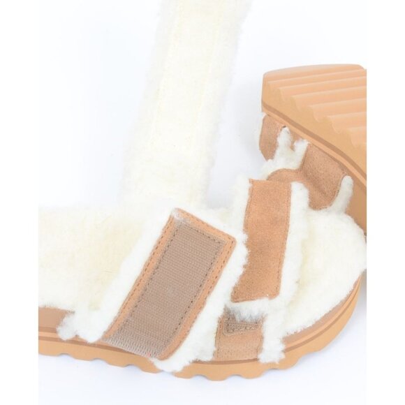 Rare REEF Vista Hi Shearling Womens 7 Leather Sandal Hook & Loop Footbed NEW - Picture 7 of 10
